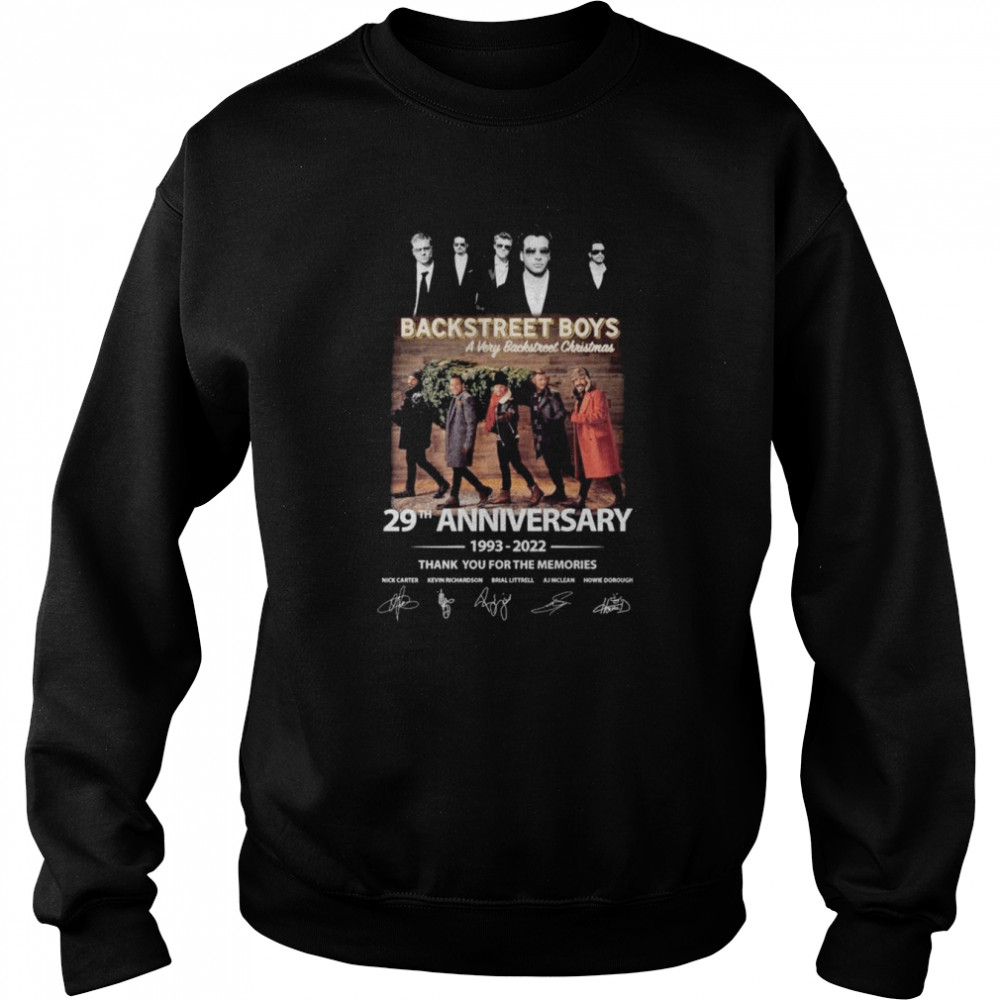 Backstreet Boys Avery Backstreet Christmas 29Th Anniversary 1993 2022 Thank You For The Memories Signatures Shirt Unisex Sweatshirt