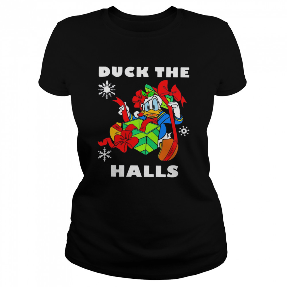 Duck The Halls Funny Art Santa Christmas Shirt Classic Womens T Shirt