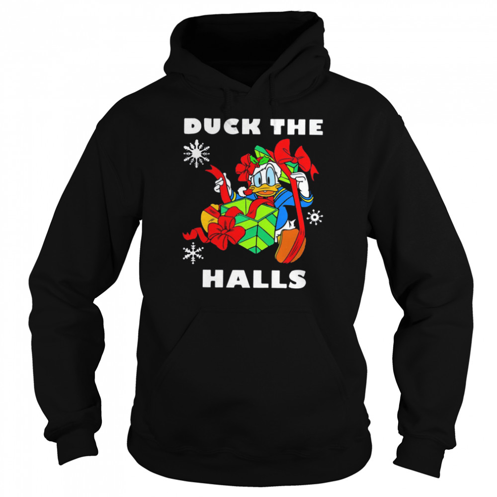 Duck The Halls Funny Art Santa Christmas Shirt Unisex Hoodie