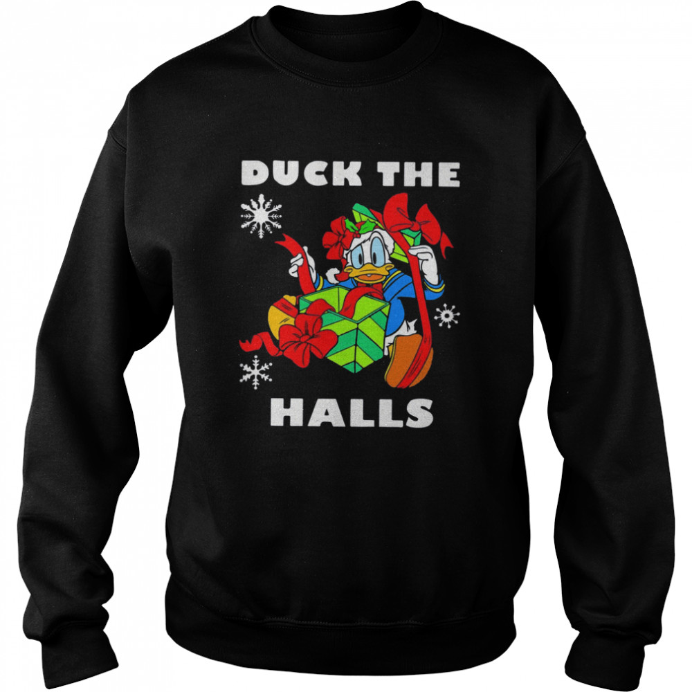 Duck The Halls Funny Art Santa Christmas Shirt Unisex Sweatshirt