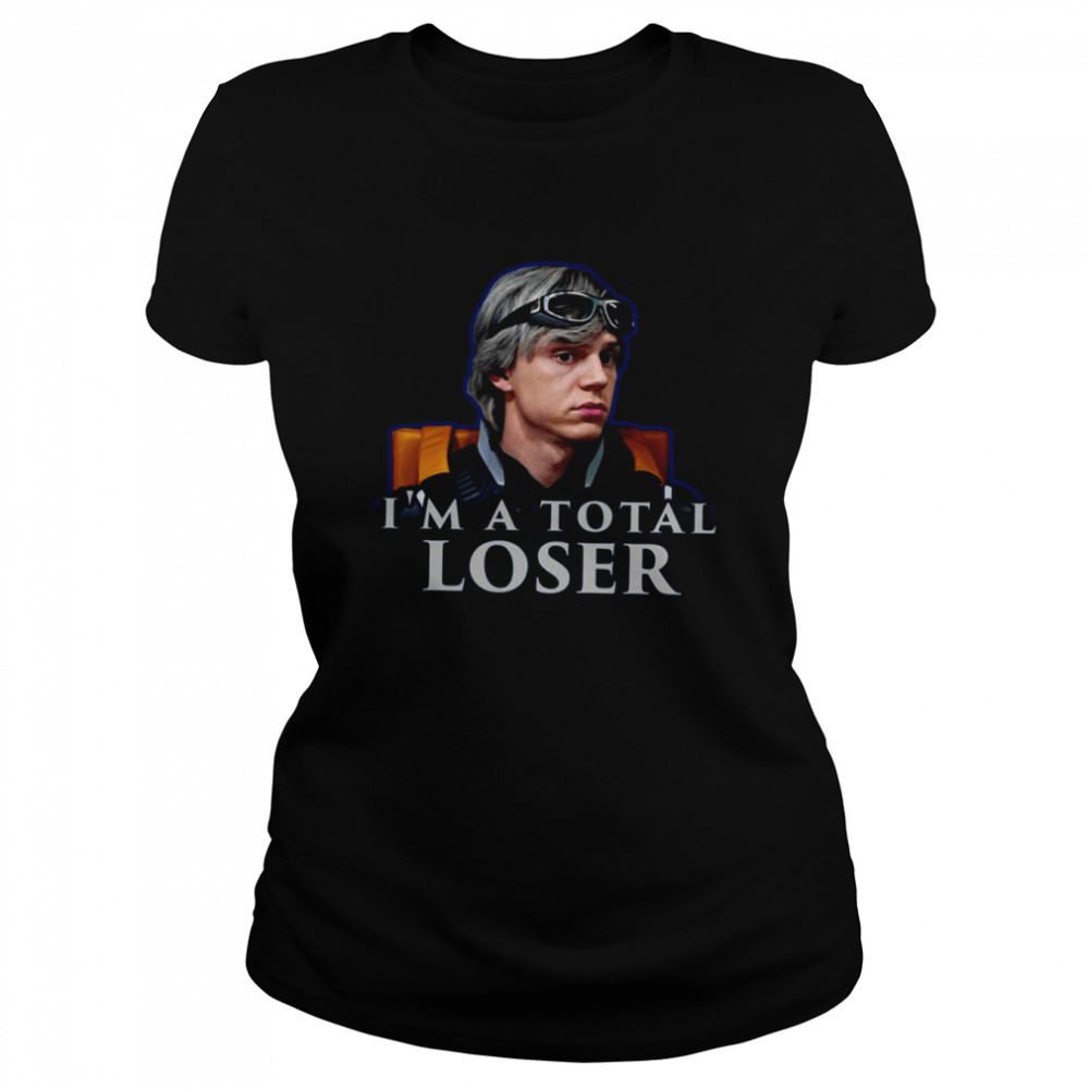 Evan Peters Im A Total Loser Quote Cut Out Shirt Classic Womens T Shirt