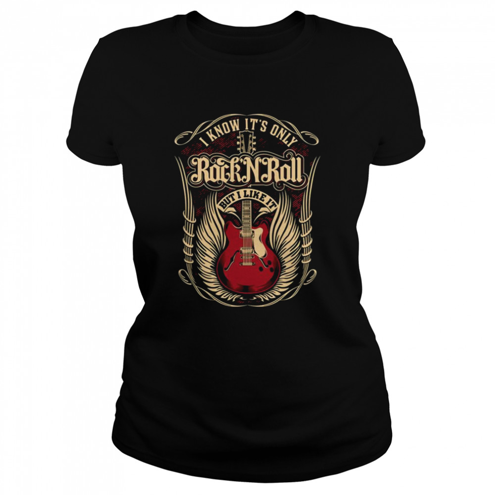 Guitar Red Logo Rock N Roll Shirt Classic Womens T Shirt