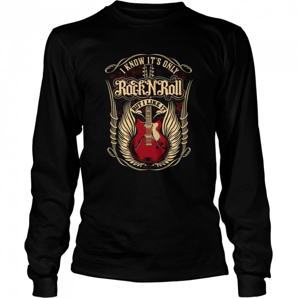 Guitar Red Logo Rock N Roll Shirt Long Sleeved T Shirt