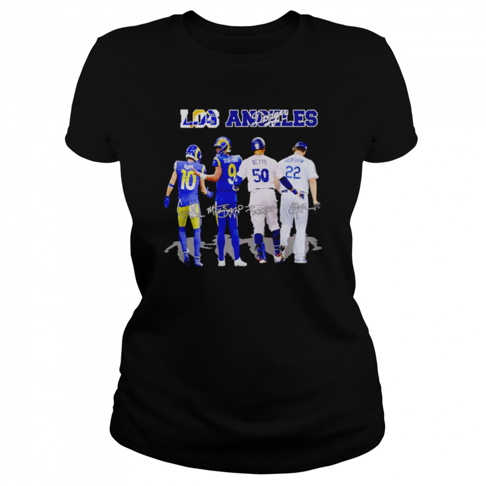 Los Angeles Best Players Kurr Stafford Betts And Kershaw Signatures Shirt Classic Womens T Shirt
