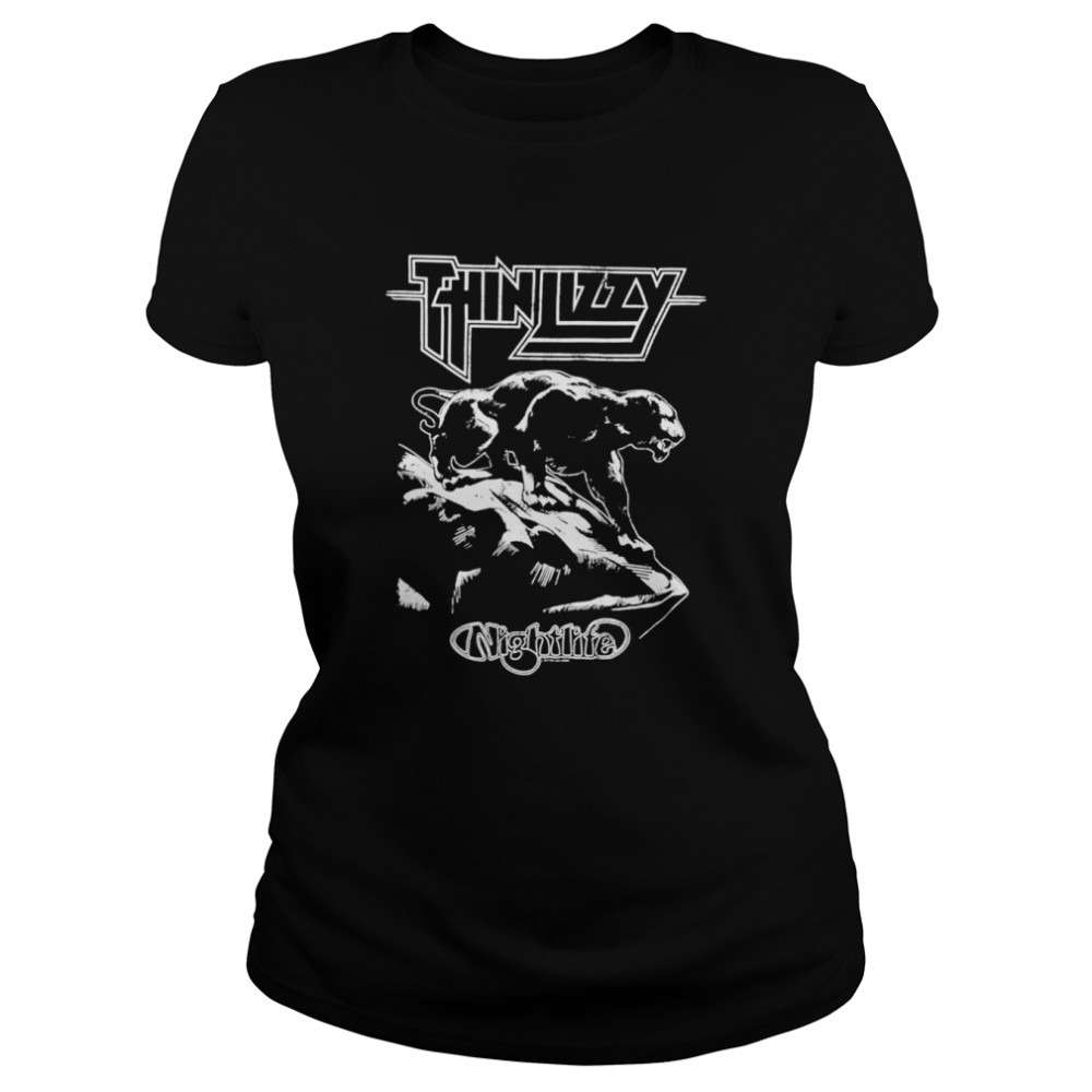 Nightlife Black And White Cover Thin Lizzy Shirt Classic Womens T Shirt