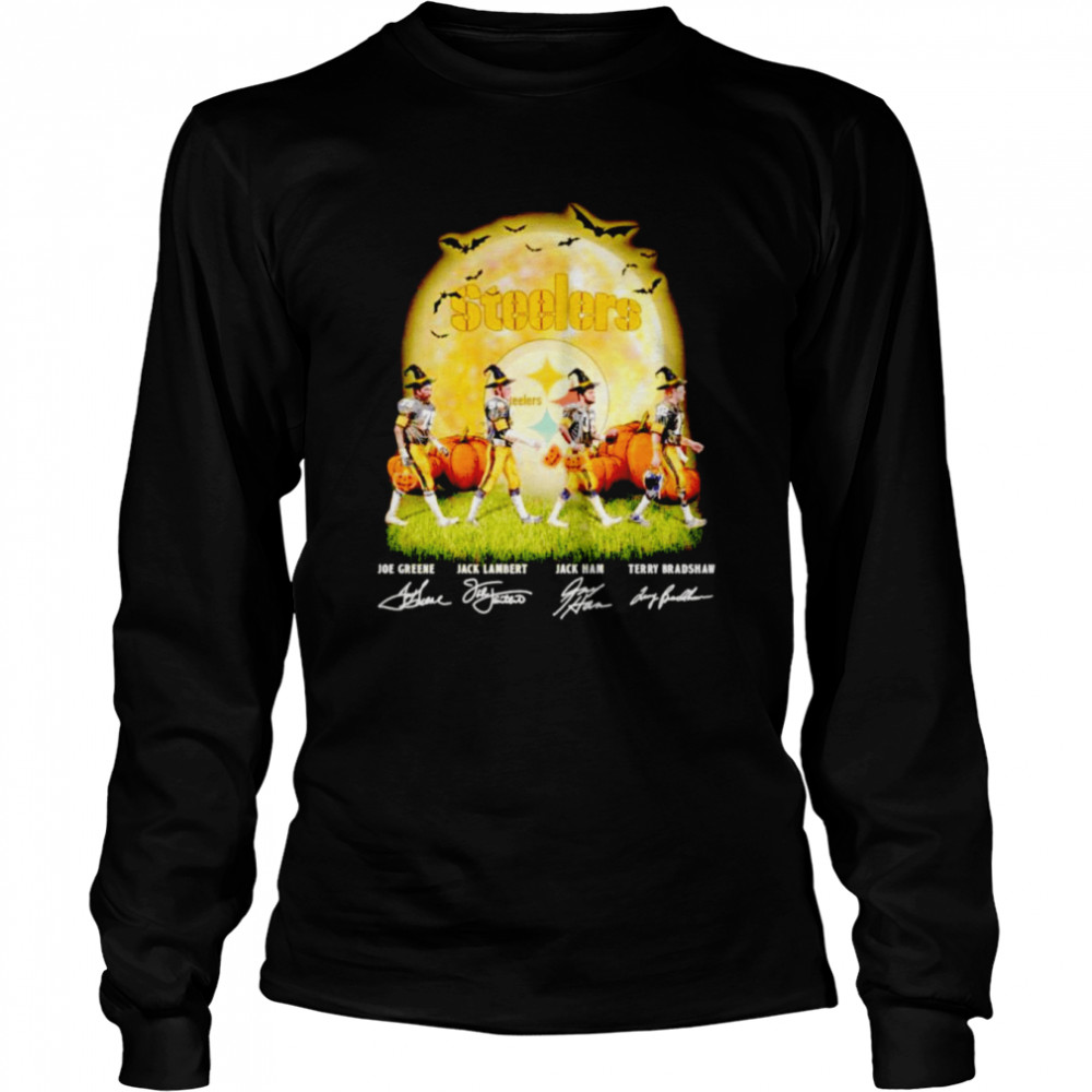 Pittsburgh Steelers Joe Greene Jack Lambert Jack Ham Terry Bradshaw Signatures Halloween Shirt Long Sleeved T Shirt