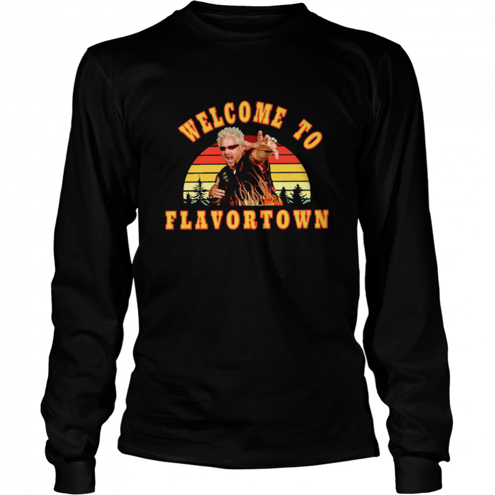 Retro Guy Fieri Welcome To Flavortown Shirt Long Sleeved T-Shirt