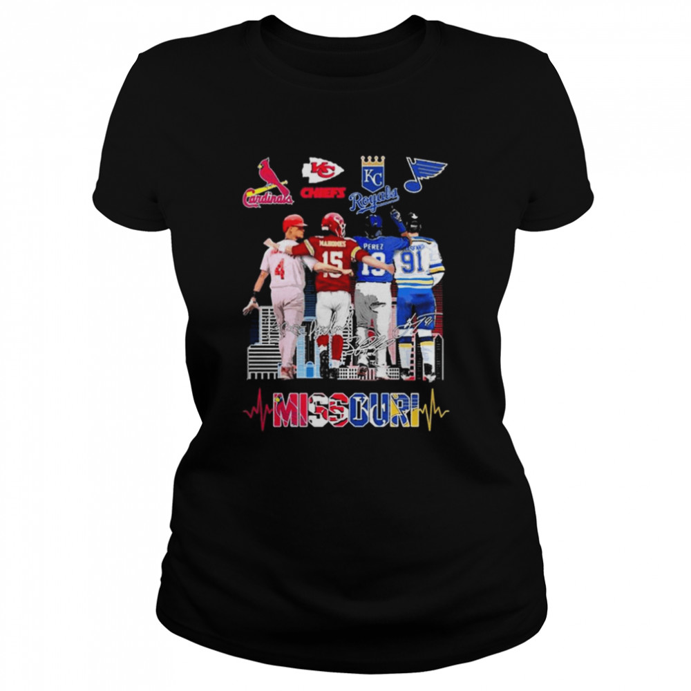 The Missouri Sport Teams 2022 Cardinals Chiefs Royals And Blue Signatures  Classic Women'S T-Shirt