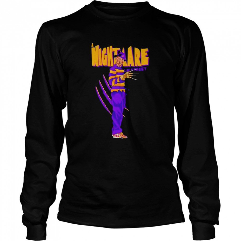 A Nightmare On Elm Street Freddy Krueger Los Angeles Lakers Halloween  Long Sleeved T-Shirt