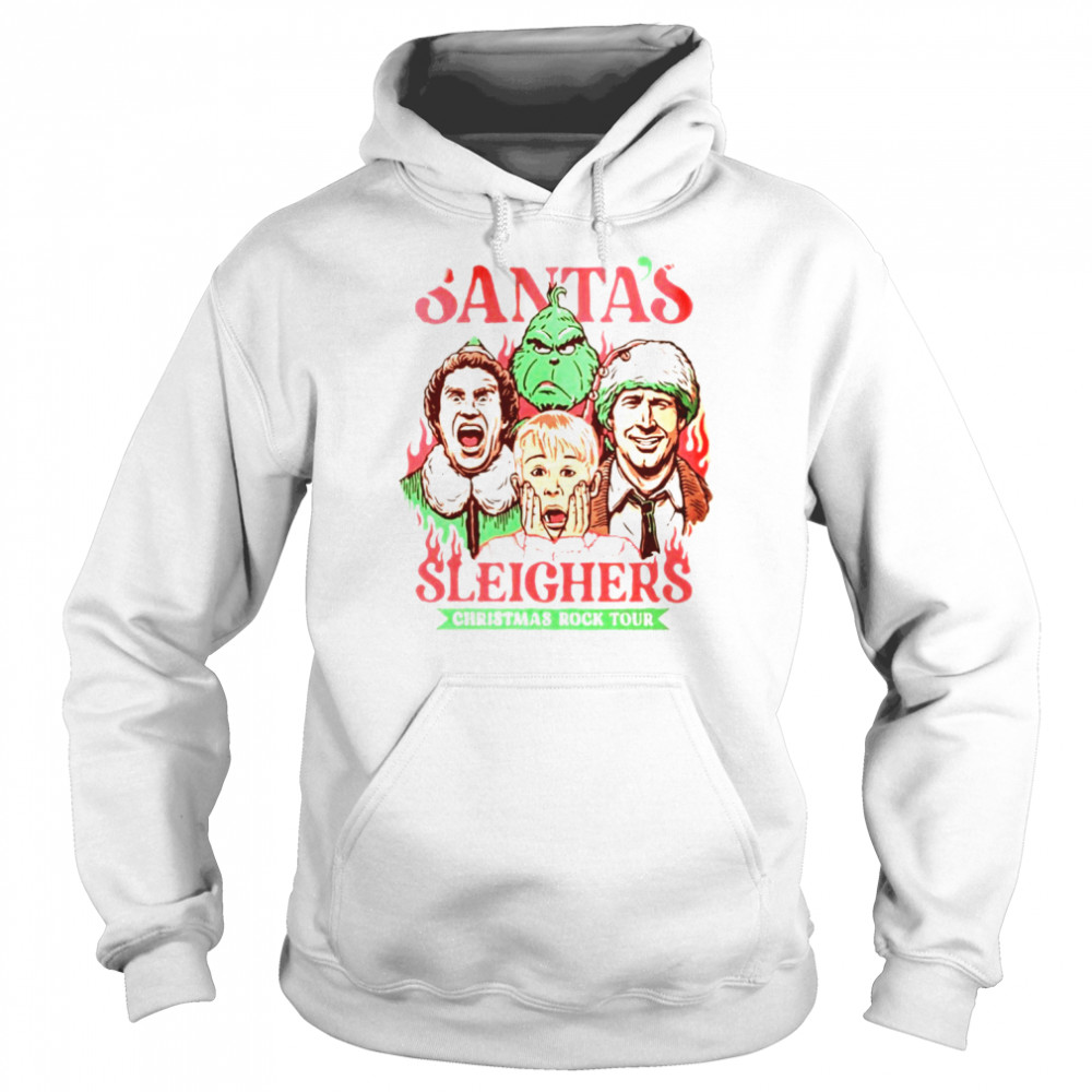 Santa Sleighers Christmas Rock Tour Shirt Unisex Hoodie