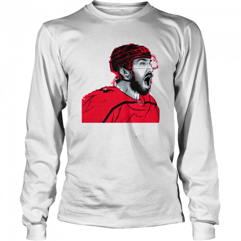 Alex Ovechkin Red Design Ice Hockey Player Shirt Long Sleeved T-Shirt