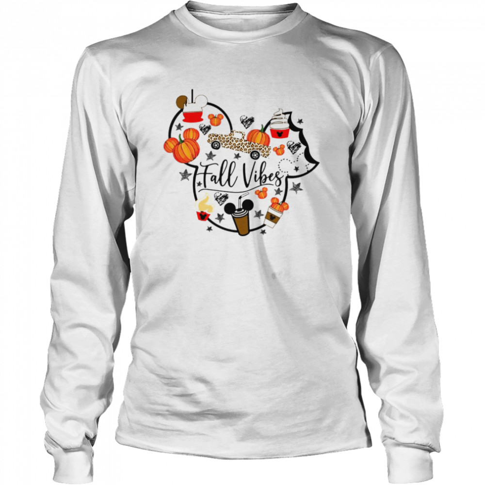 Fall Vibes With Mickey Mouse Thanksgiving T- Long Sleeved T-Shirt