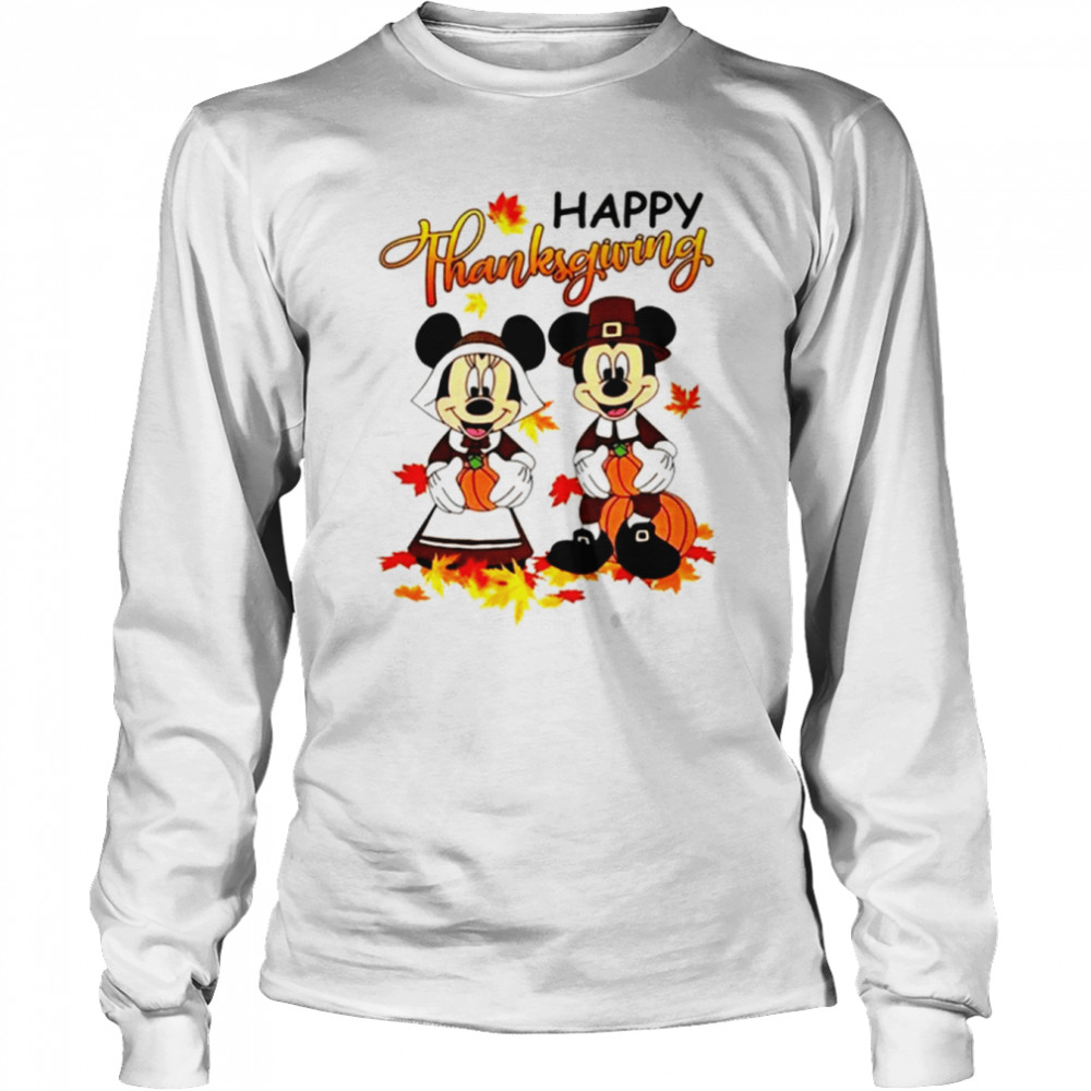Mickey And Minnie Dress Up Holiday Mickey Mouse Thanksgiving T- Long Sleeved T-Shirt