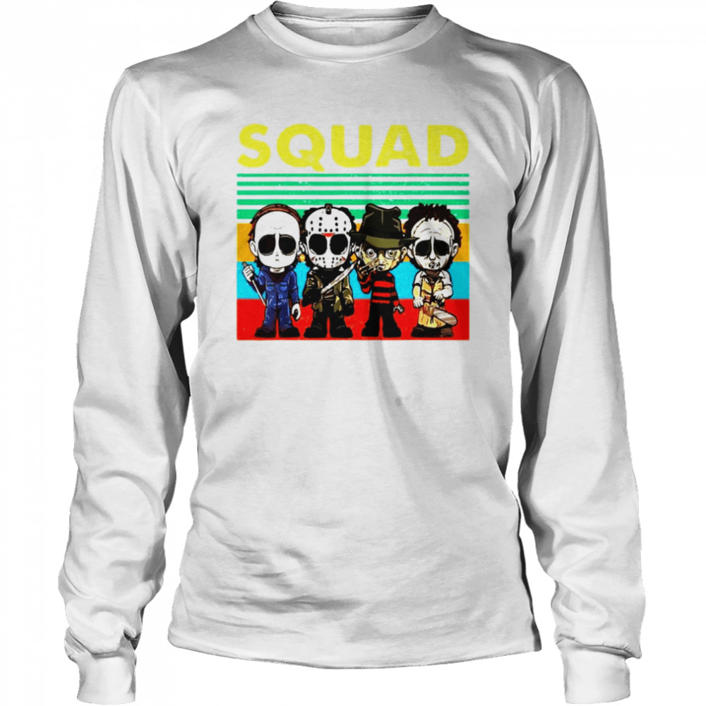 Squad Horror Character Horror Movies Fan Lover Halloween Shirt Long Sleeved T-Shirt