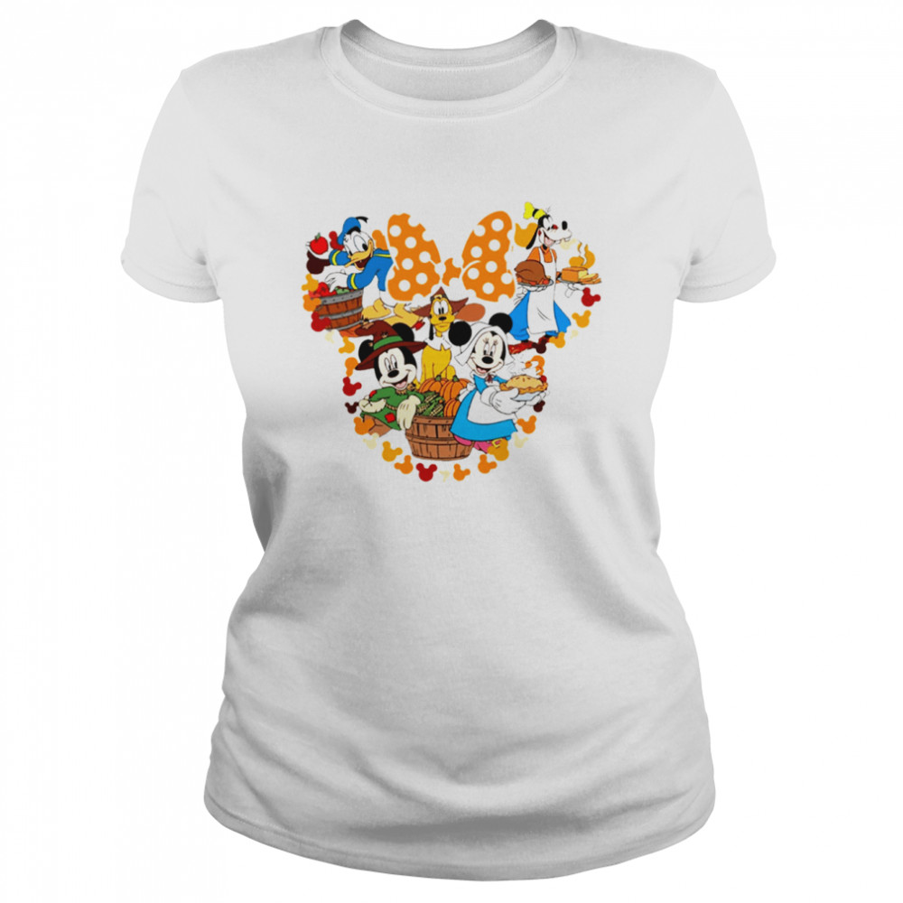 Unique Mickey Mouse Characters Welcome Thanksgiving Mickey Mouse Thanksgiving T- Classic Women'S T-Shirt