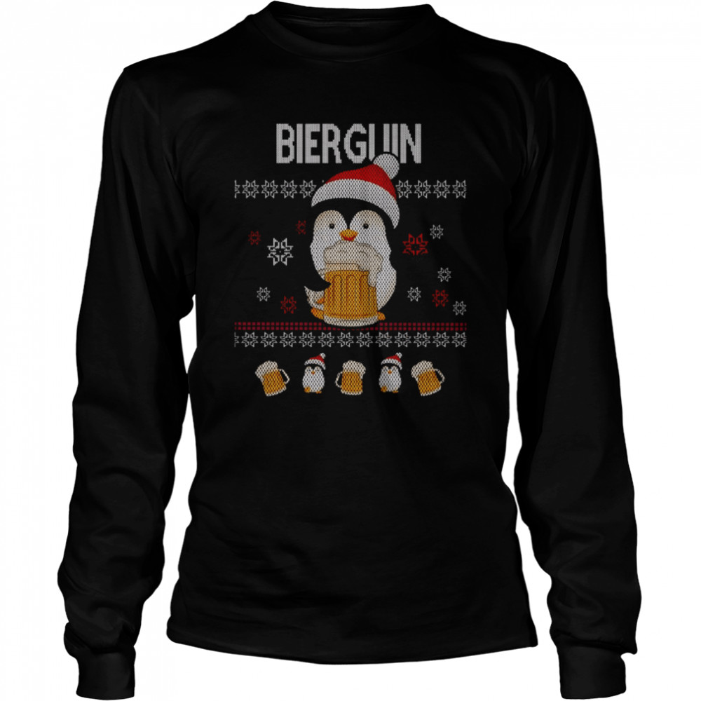 Ugly Beer Penguin Christmas Shirt Long Sleeved T-Shirt