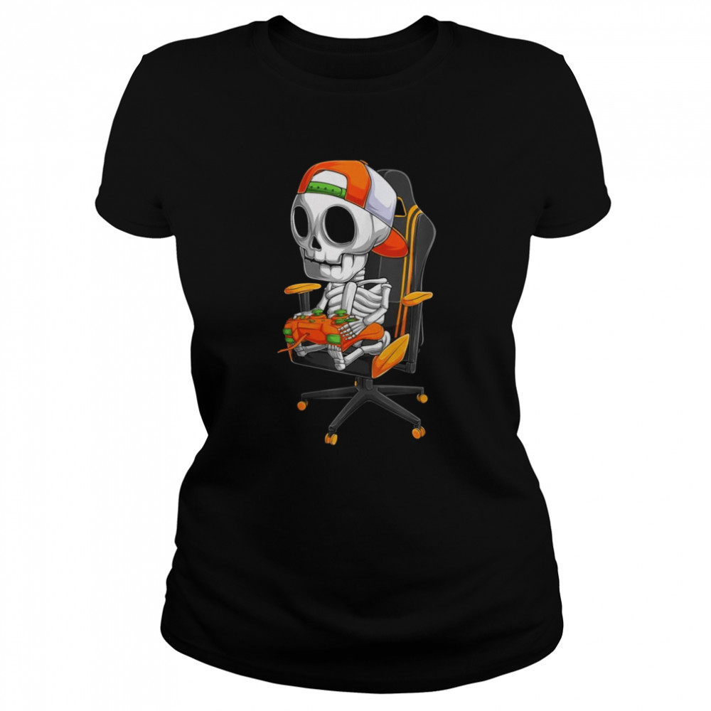 Skeleton Gamer Video Gaming Boys Kidsns Halloween shirt Classic Women's T-shirt