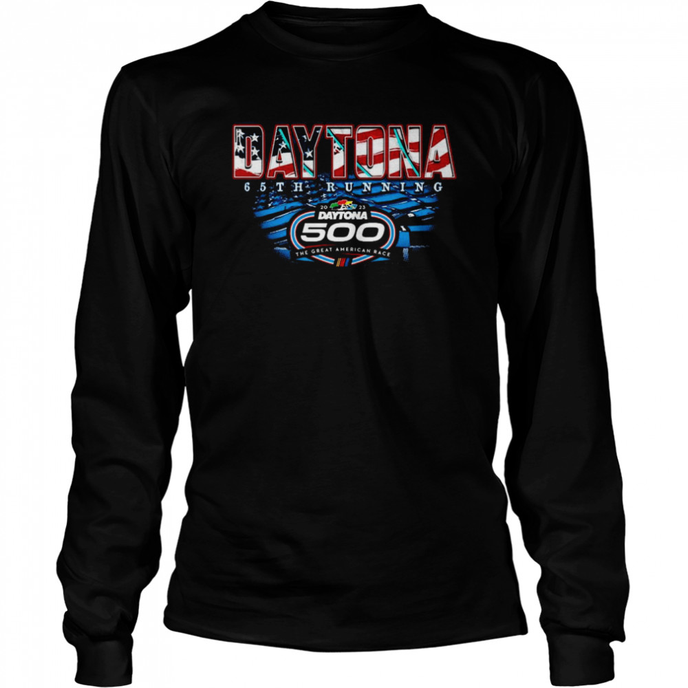 2023 Daytona 500 Checkered Flag Two Spot Knit Patriotic Eagle  Long Sleeved T-shirt