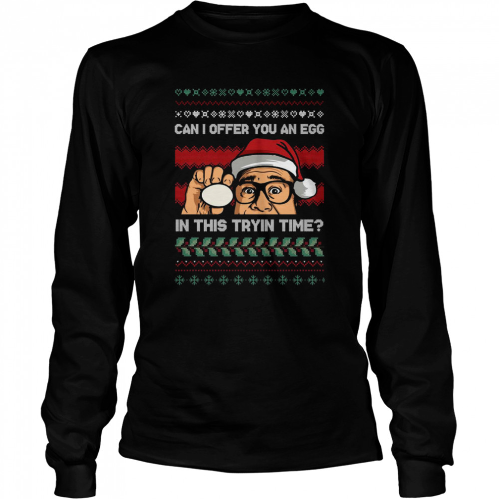 Danny Devito Can I Offer You An Egg In This Trying Time Christmas 2022 Shirt Long Sleeved T-Shirt