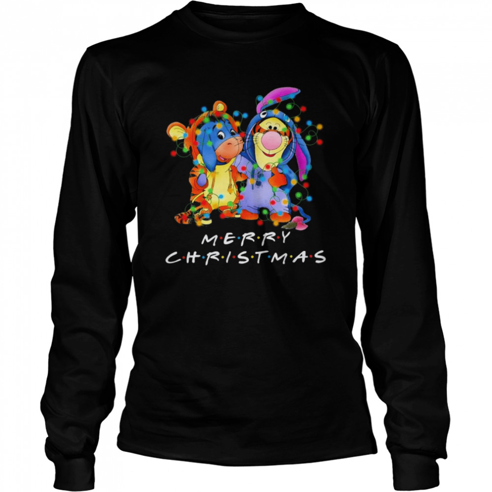Pooh Bear And Tigger Friends Merry Christmas Lights  Long Sleeved T-Shirt