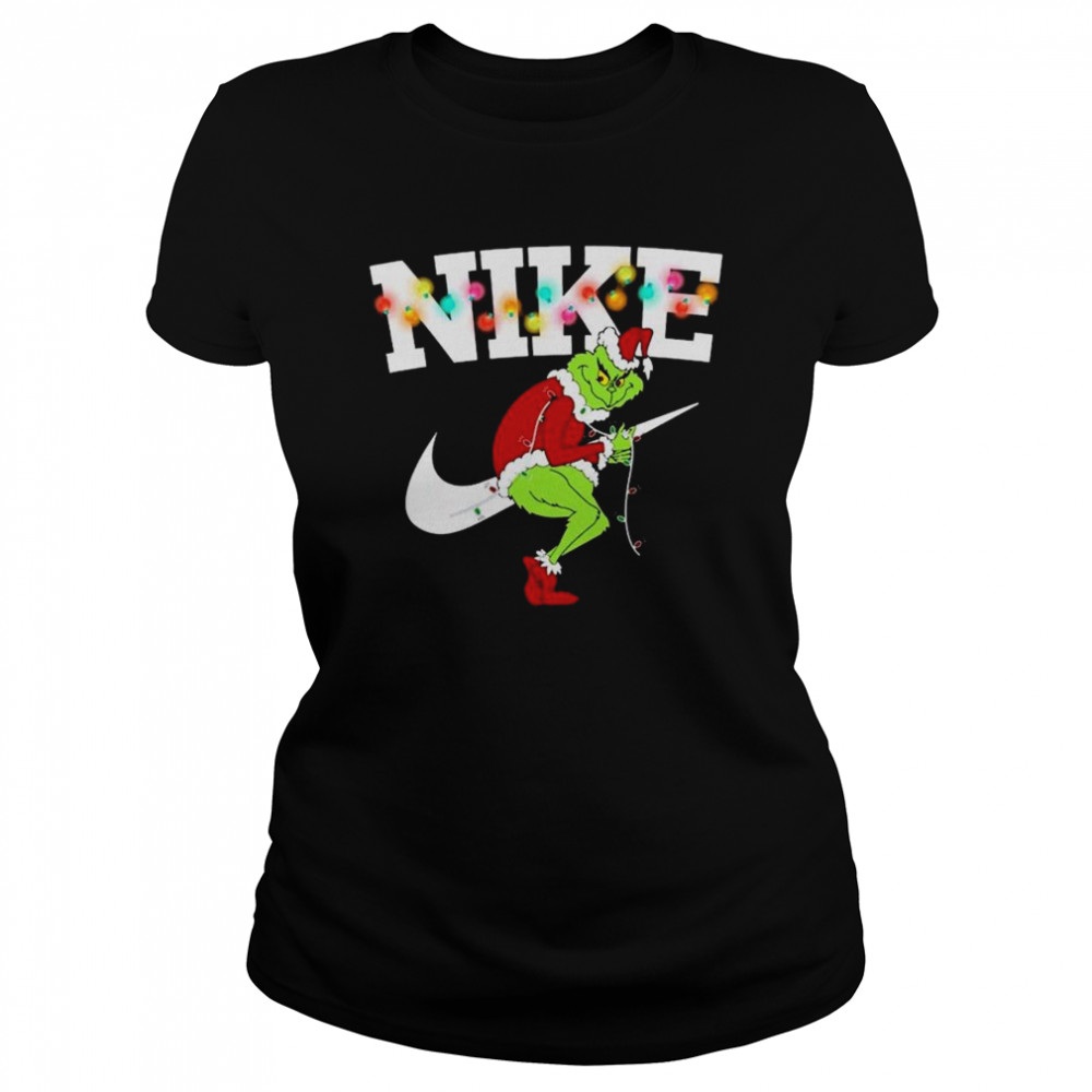 Santa Grinch Nike Light Merry Christmas 2022 shirt Classic Women's T-shirt
