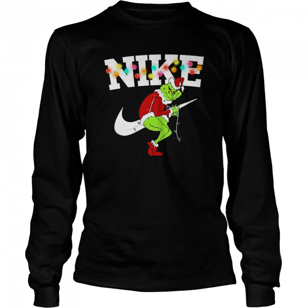 Santa Grinch Nike Light Merry Christmas 2022 shirt Long Sleeved T-shirt
