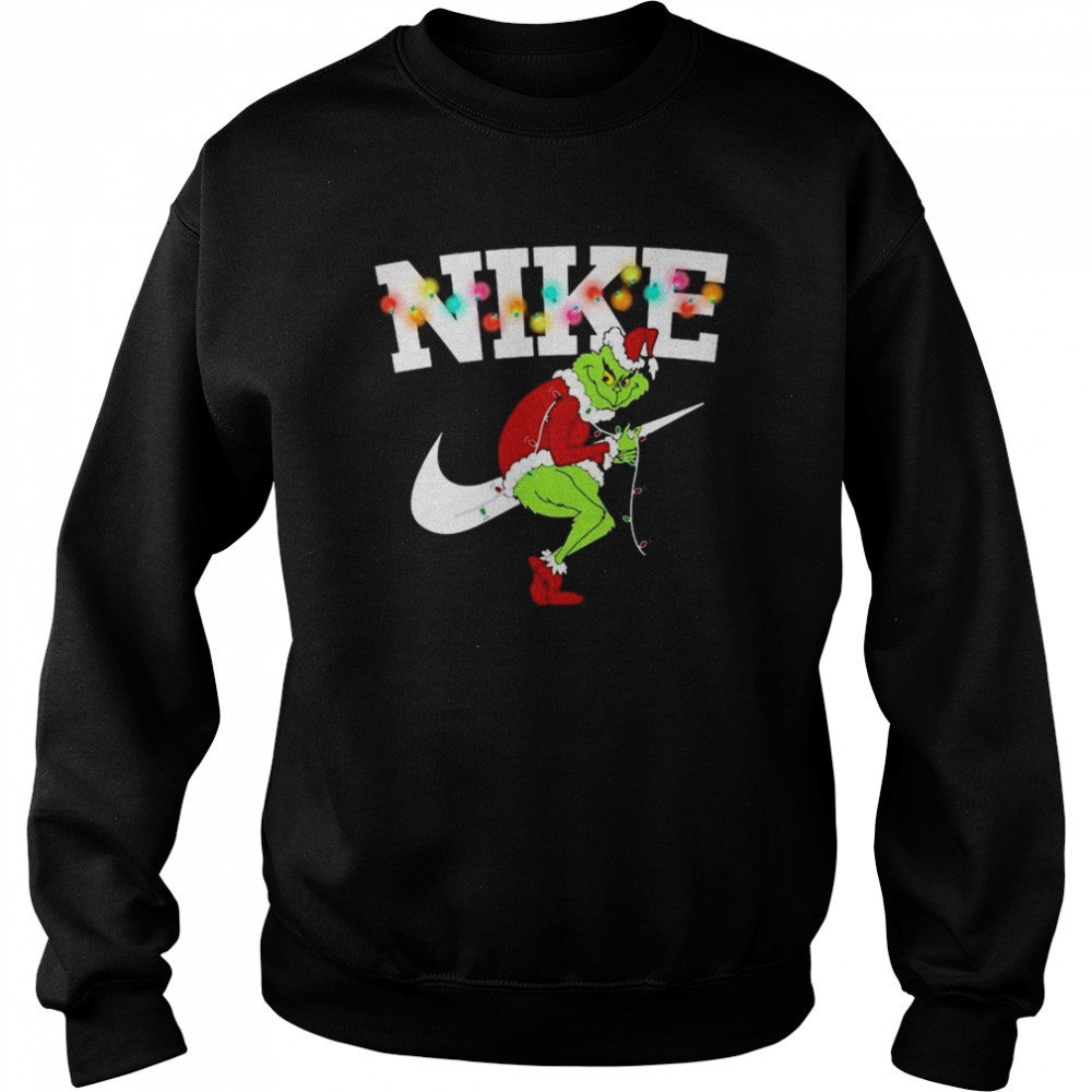 Santa Grinch Nike Light Merry Christmas 2022 shirt Unisex Sweatshirt