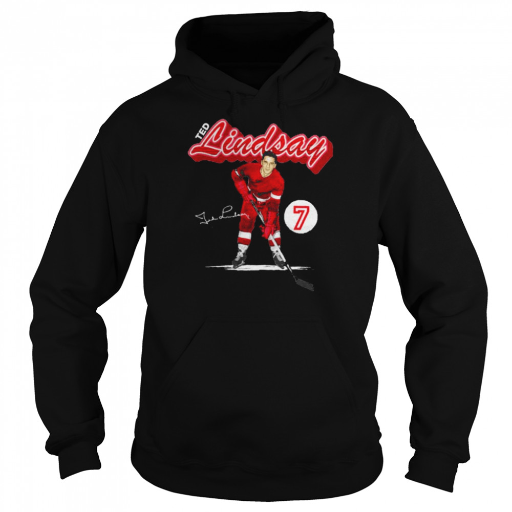 Ted Lindsay Detroit Red Wings No 7 Retro Shirt Unisex Hoodie