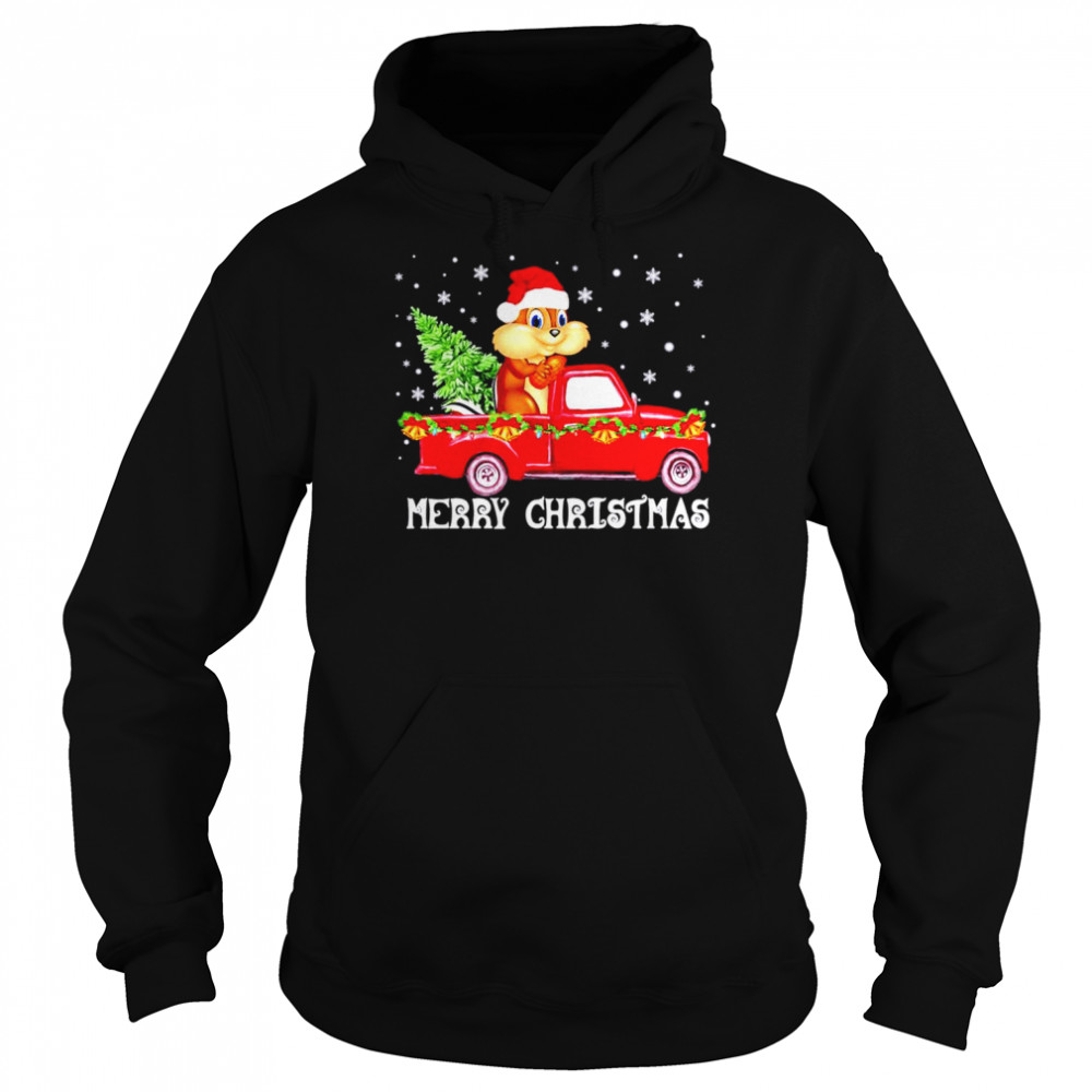 Nice Merry Christmas Chipmunk Truck Tree Xmas Shirt Unisex Hoodie