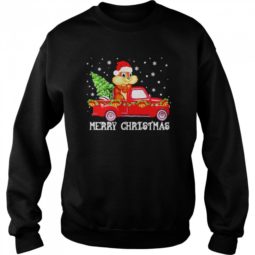 Nice Merry Christmas Chipmunk Truck Tree Xmas Shirt Unisex Sweatshirt