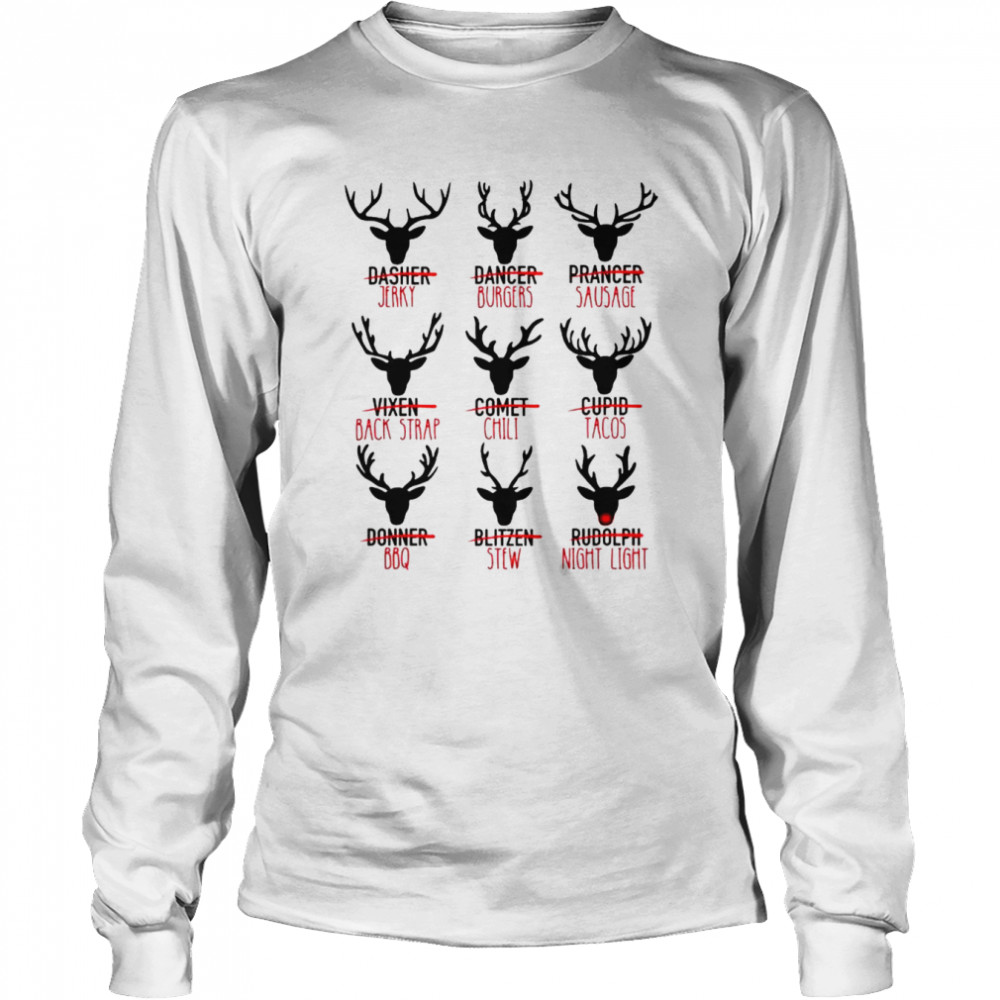 Santas Reindeer Cuts Of Meat Christmas 2022 Long Sleeved T Shirt