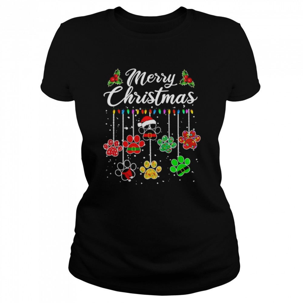 Santa Paws Merry Christmas light 2022 shirt Classic Women's T-shirt