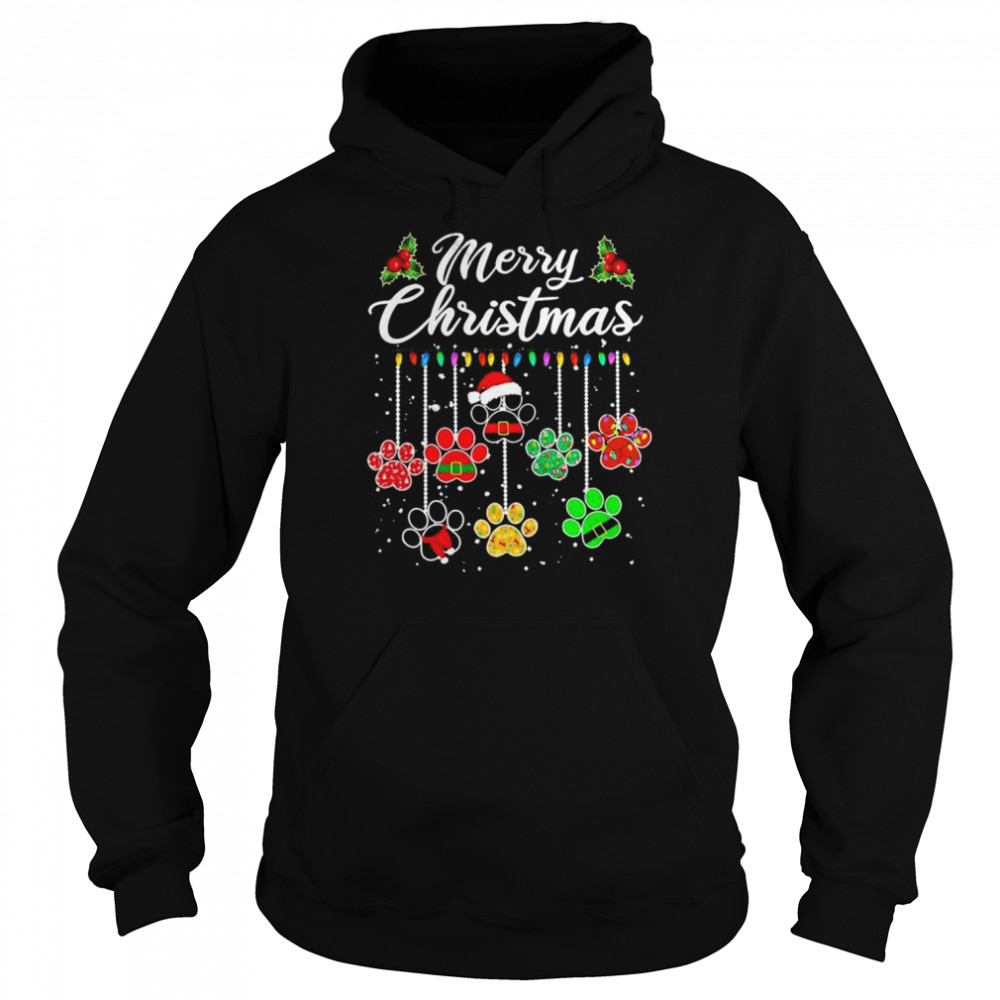 santa paws merry christmas light 2022 shirt unisex hoodie