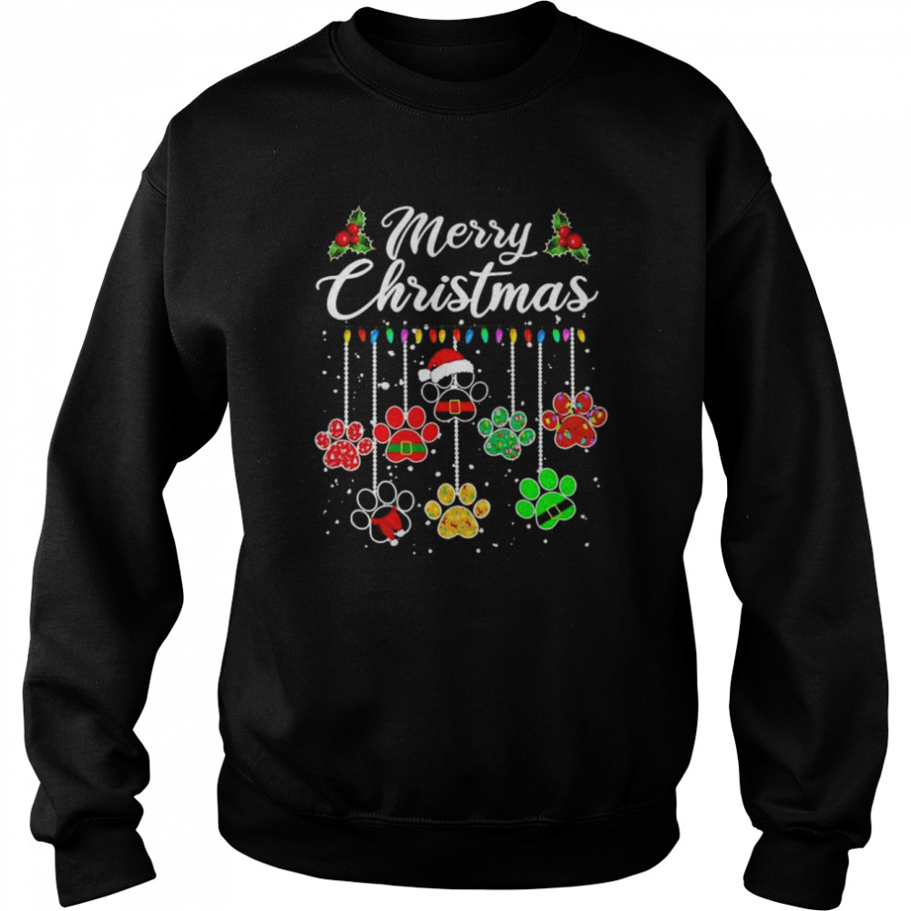 santa paws merry christmas light 2022 shirt unisex sweatshirt