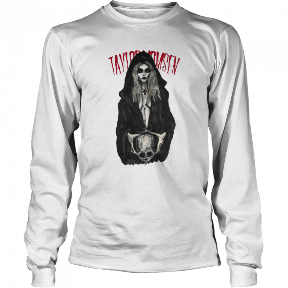 taylor michel momsen holding a skull the pretty reckless shirt long sleeved t shirt