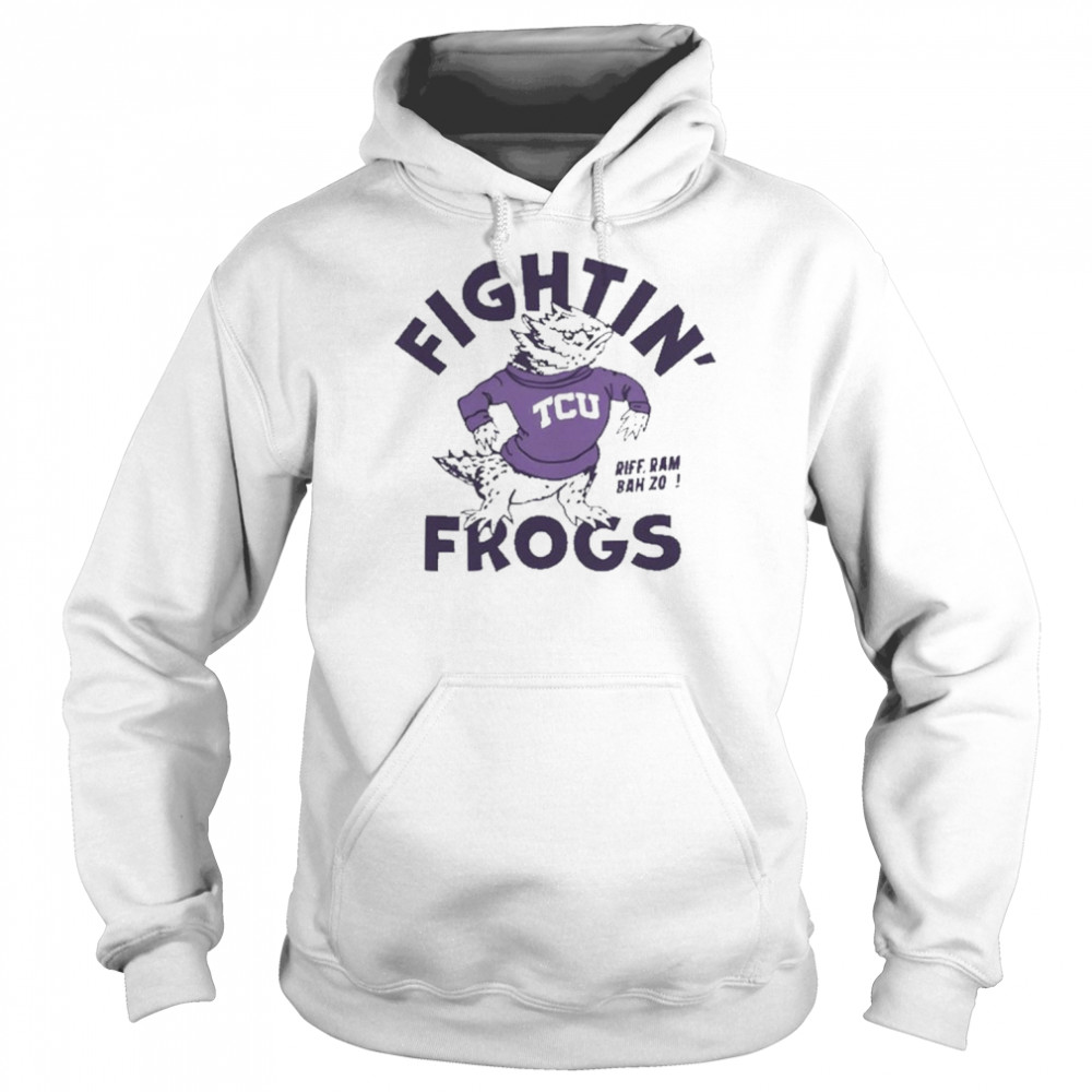 tcu fightin frogs riff ram bah zo t shirt unisex hoodie