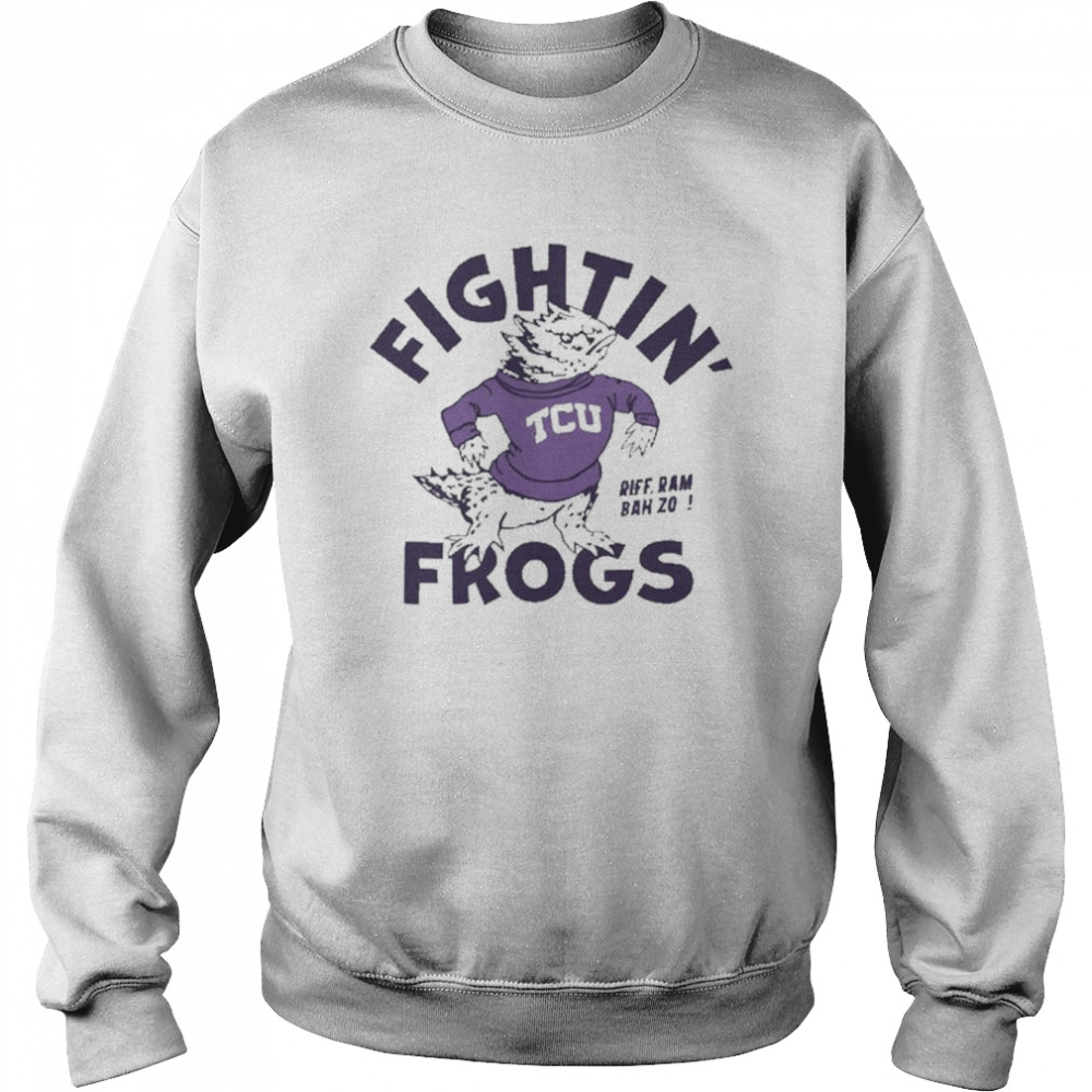 tcu fightin frogs riff ram bah zo t shirt unisex sweatshirt