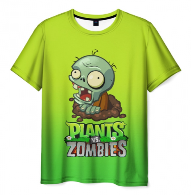 green gradient Plants vs Zombies merch 3D T-shirt